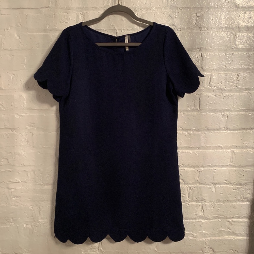 Dark Navy Scalloped Edge Dress